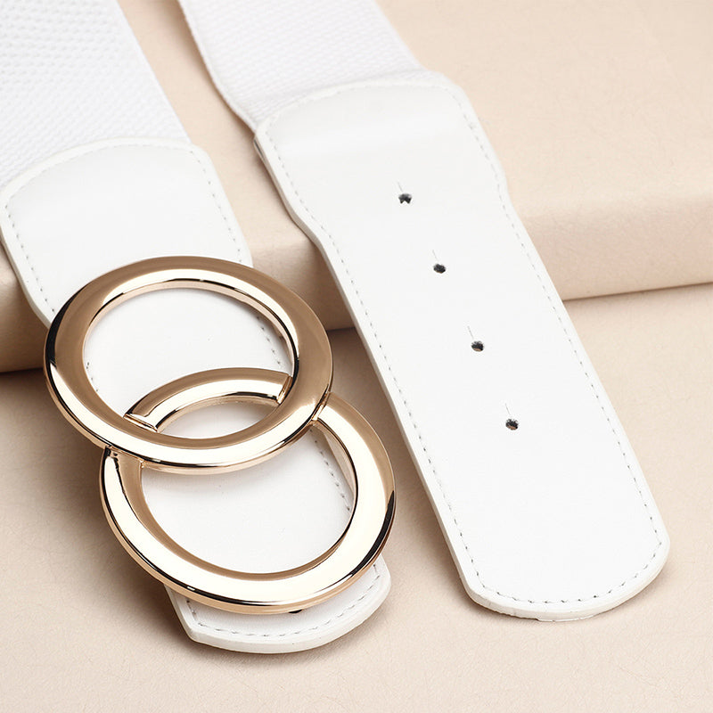 Loose tight leather belt double circle letters fashion new summer personality large size belt adjustable waist seal for ladies