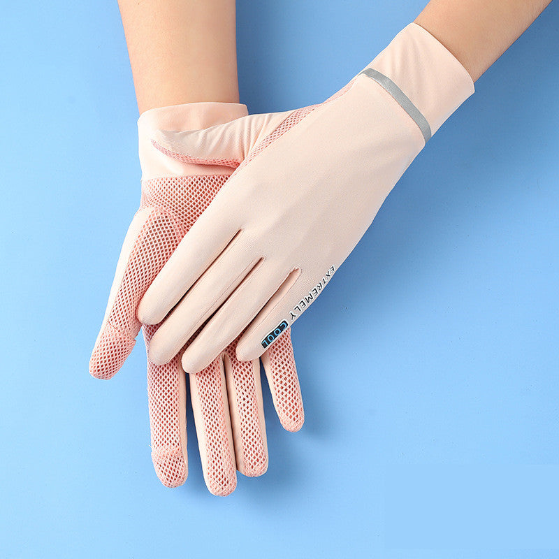 Ladies Ice Silk Gloves Sunscreen Anti-UV Outdoor Thin Style