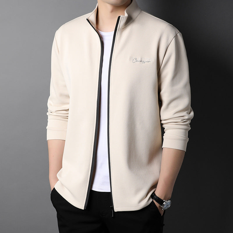 Fashion Trend Stand Collar Embroidered Sports Men's Top Jacket