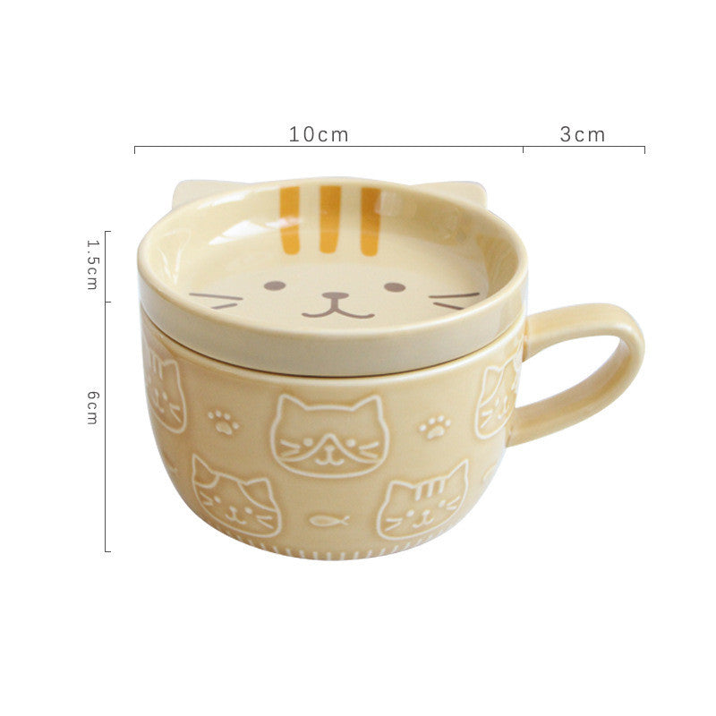 Japanese Ceramic Cartoon Cat Mugs Cute Breakfast Cup Creative