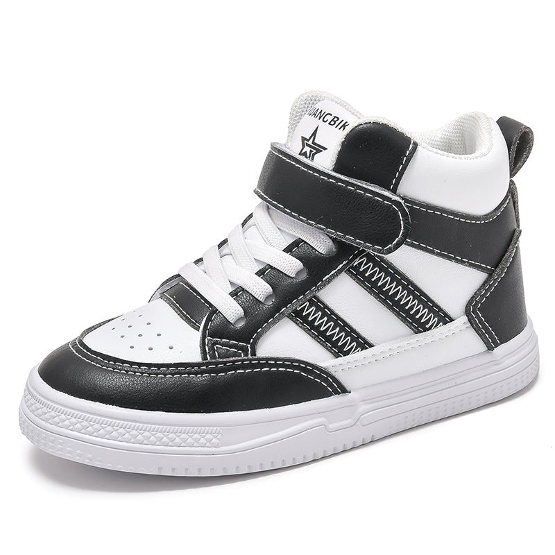 Children's Casual Board Shoes Boys Leather Sports Waterproof High-top