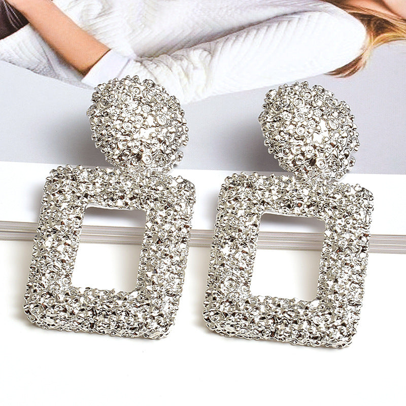 European And American Style Fashion Earrings Metal Square