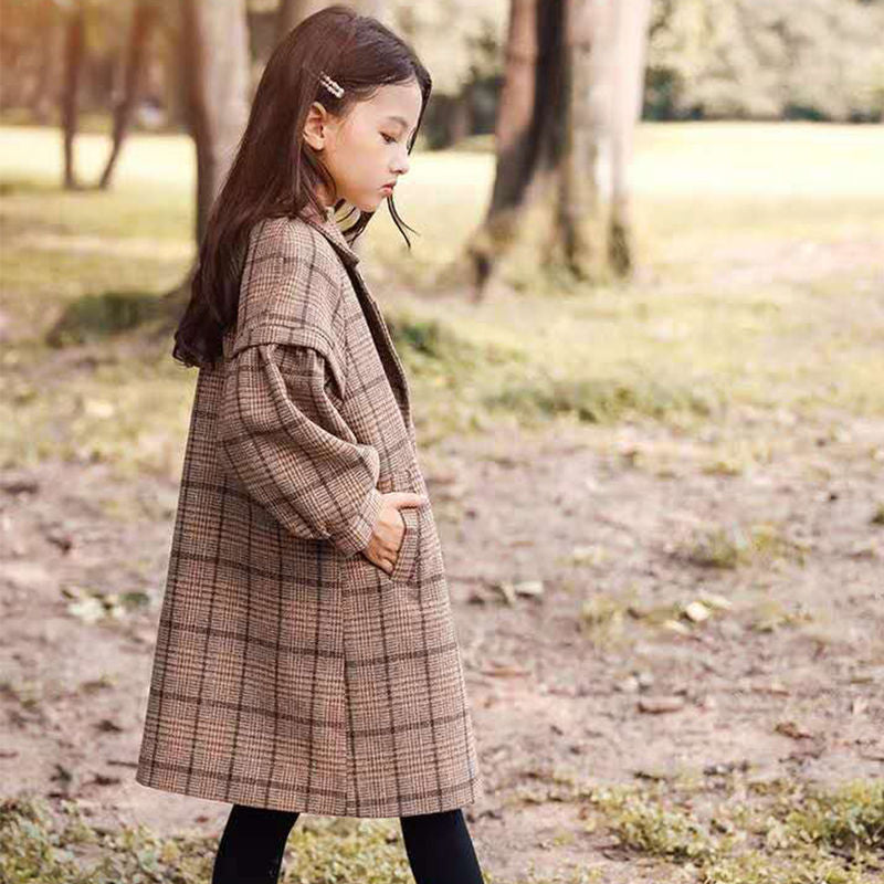 Girls' Woolen Coats For  Big Children's Woolen