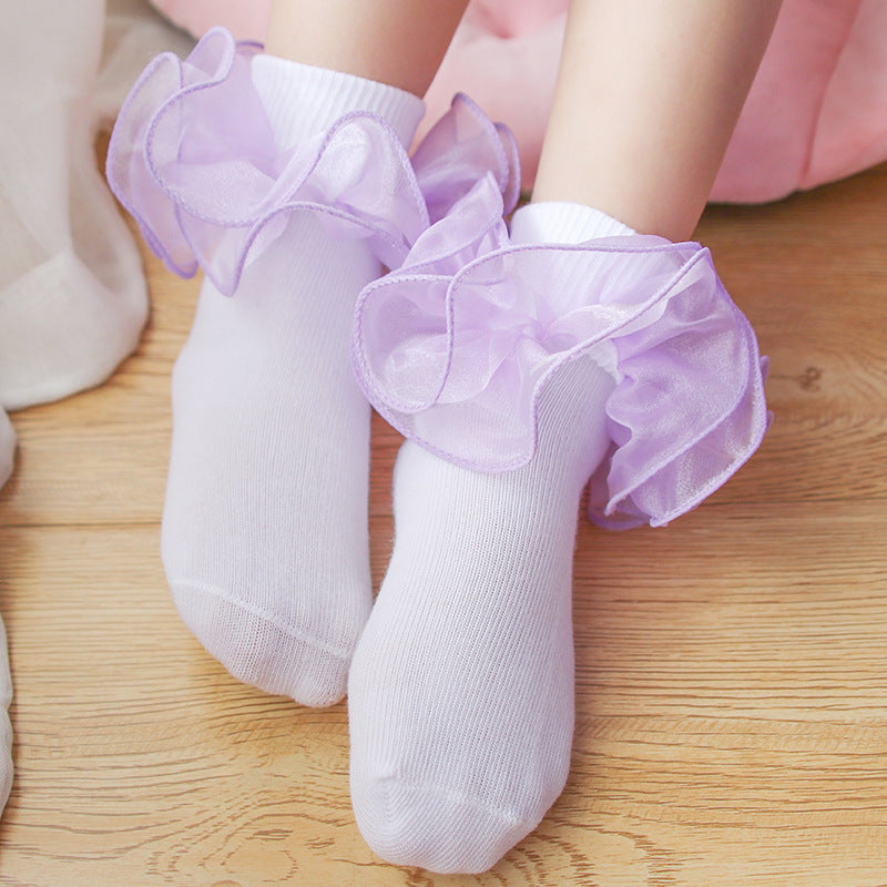 Children's Three-dimensional Lace Mid-tube Cotton Socks