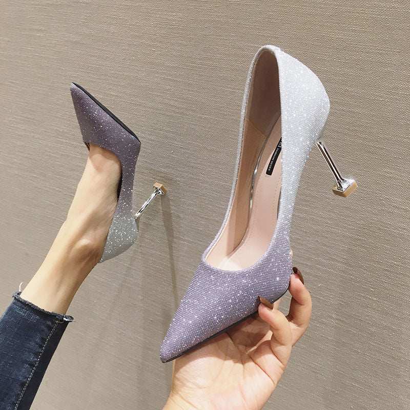 Gradient Sexy Pointed French Stiletto High Heels