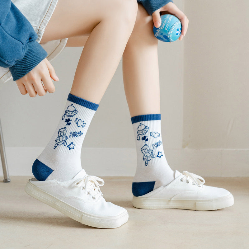 Cute Japanese Cartoon Blue Series Socks