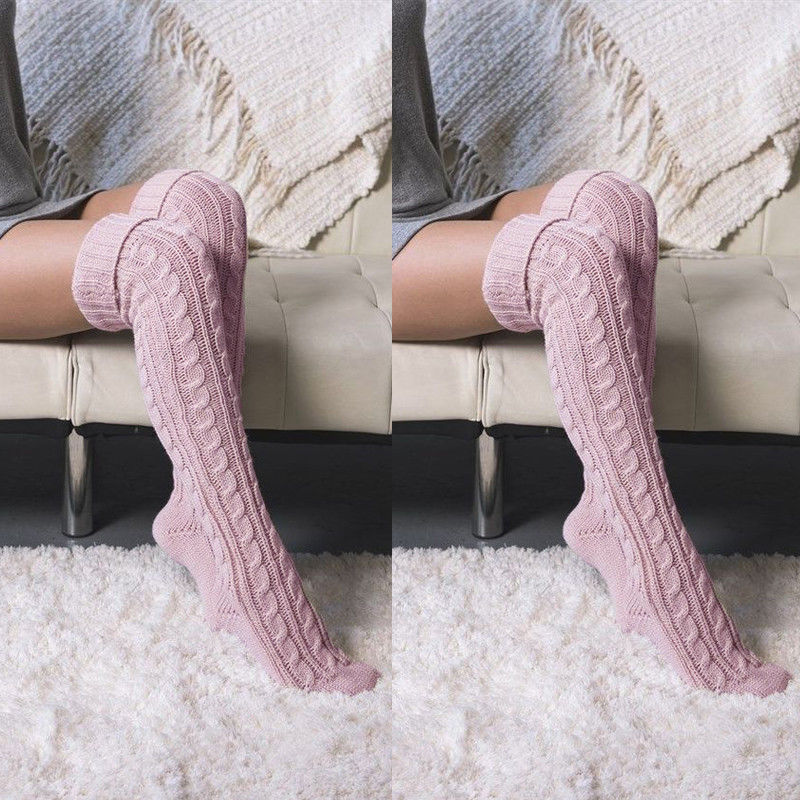 Fashionable Temperament Hot Sale Solid Color Knitted Over-knee Pile Socks