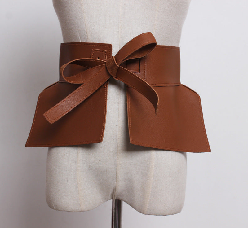 Leather tie bow belt