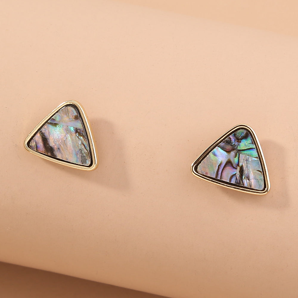 Triangular natural color abalone Shell Stud
