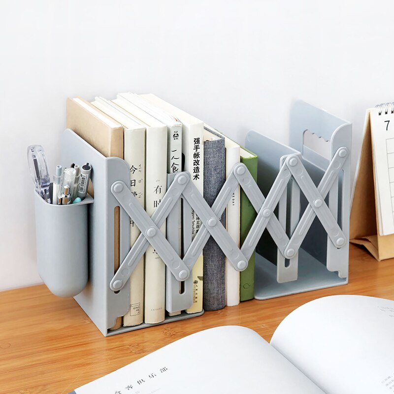 Retractable fixed bookshelf with pen holder