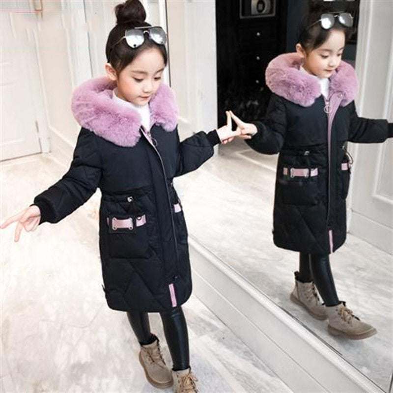 Children's Cotton-padded Clothes Mid-length Girl Thickening
