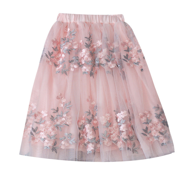 Girls Casual Mesh Floral Tutu Skirt