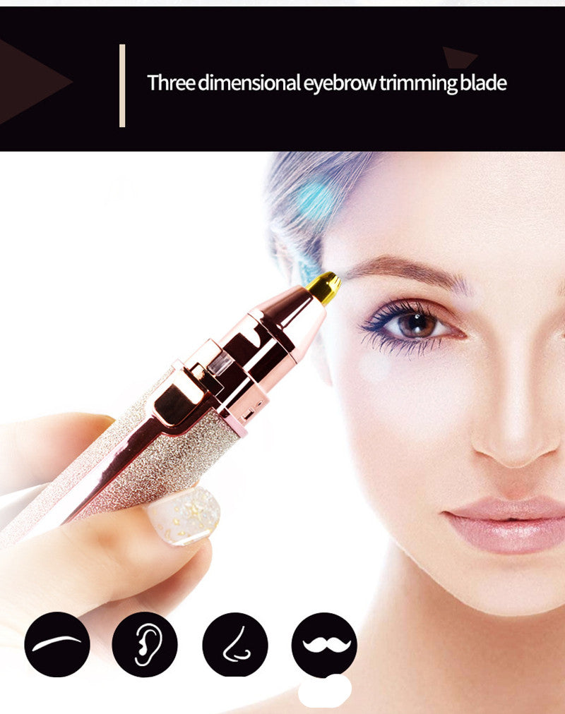 Electric Eyebrow Trimmer 2-in-1 Epilator Makeup Painless Eye Brow Mini Shaver Razors Portable Facial Hair Remover