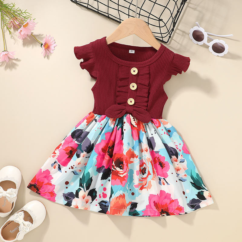 Summer Girls One-piece Dress Printing Fashion 2021 New