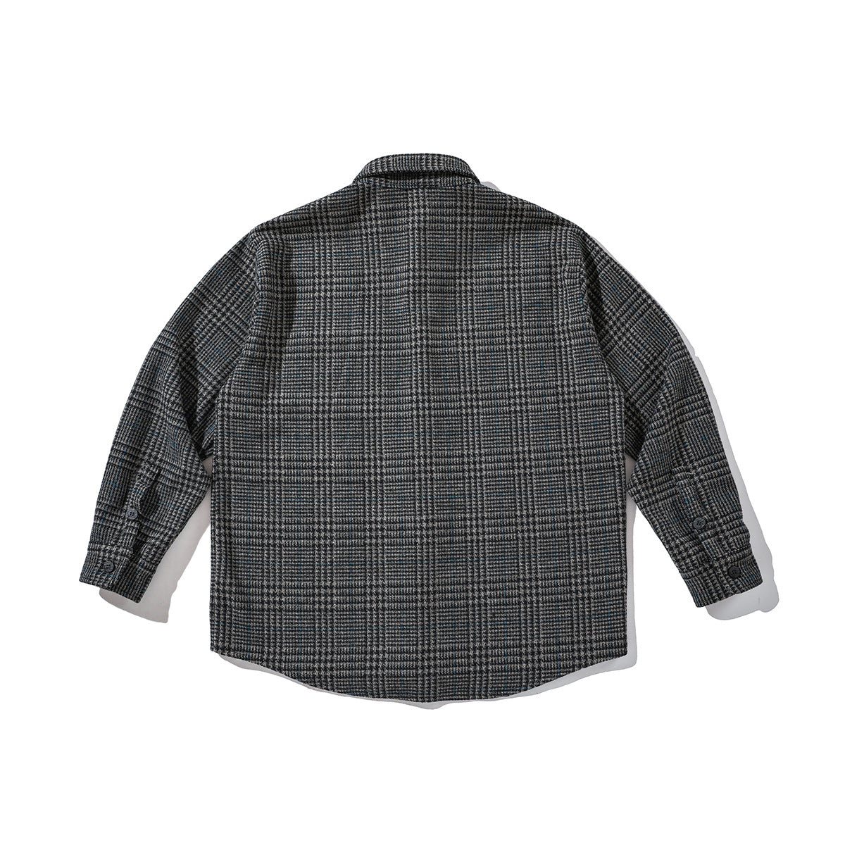 Men's Retro Tooling Plaid Long Sleeve Woolen Shirt Casual