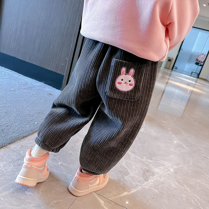 Girls Plus Fleece To Keep Warm And Loose Trousers