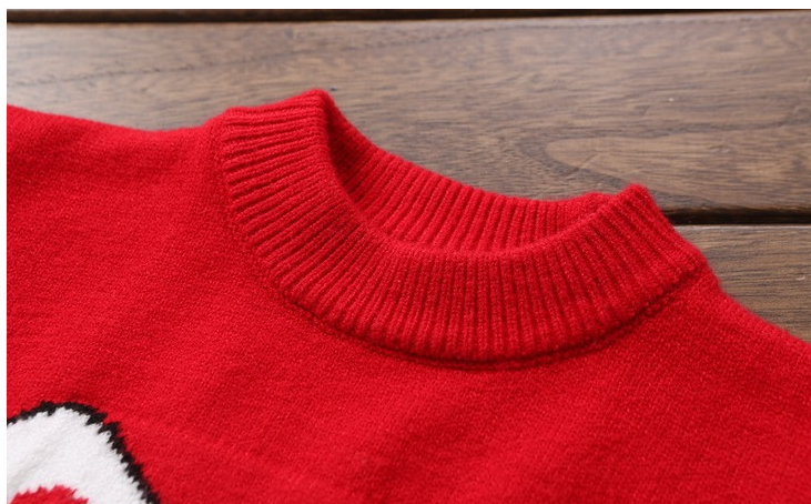 Girls' Round Neck Cartoon Pullover Knitted Sweater