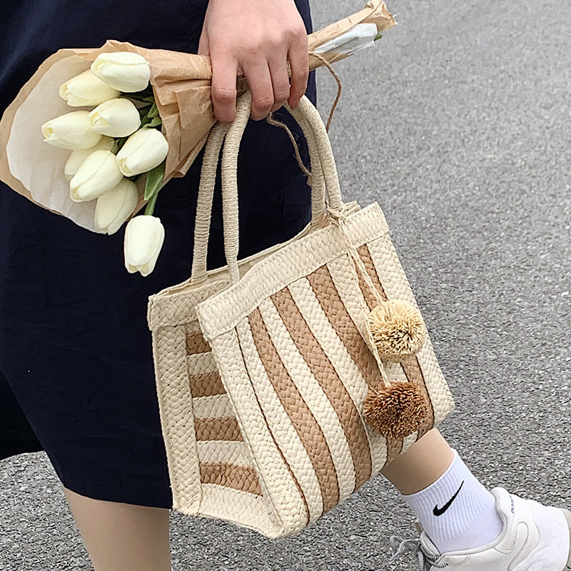 2022 Summer Bohemian Hand-woven Women's Shoulder Handbag Fashion Straw Beach Tote Bag Travel Shopper Weaving Shopping Bags