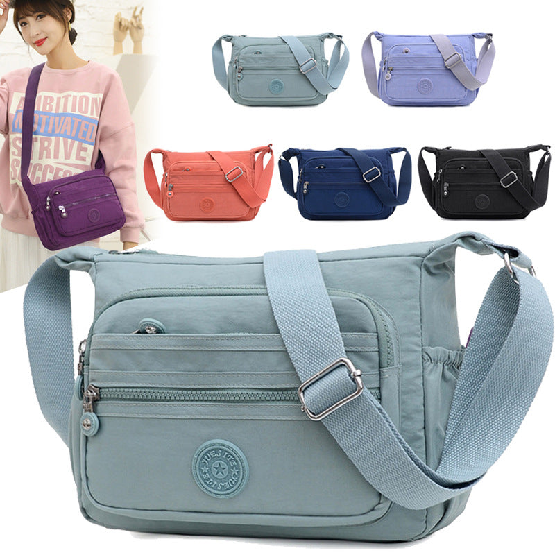 Washed Nylon Multi-compartment Women's Shoulder Bag