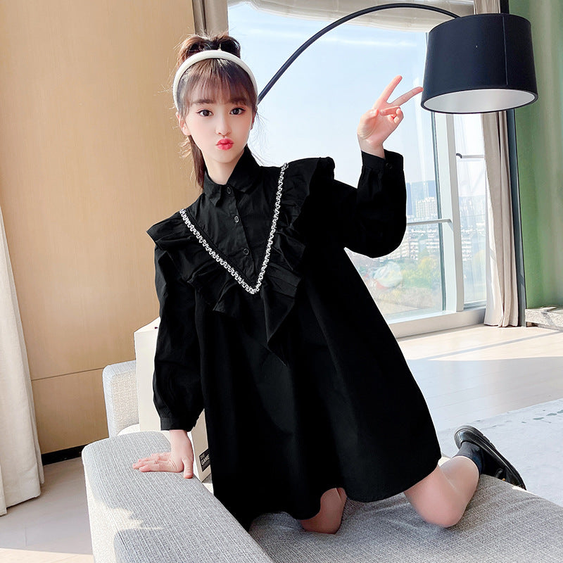 Korean Style Children's Black Skirt Loose For Big Children