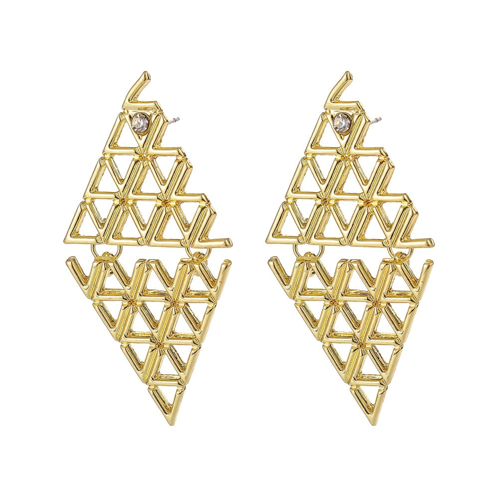 Jewelry Rhombus Hollow Triangle Geometric Earrings French Style