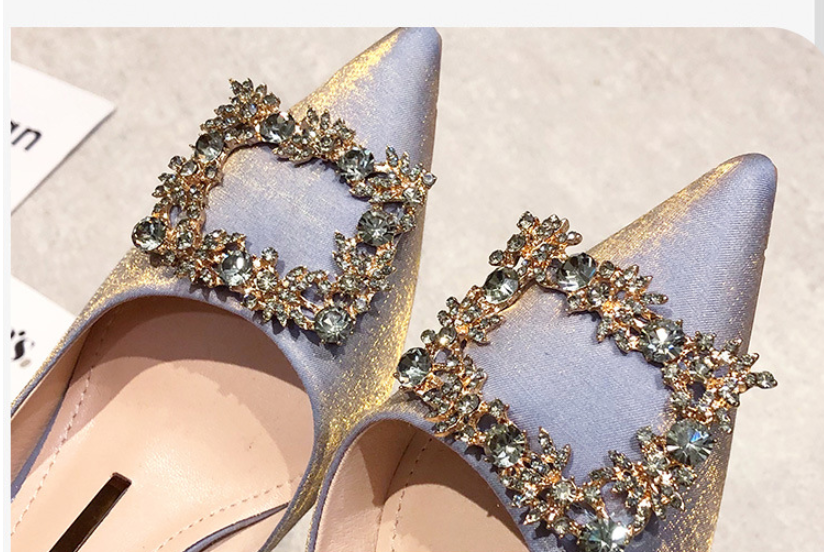 Pointed Toe Shoes Women's Side Hollow Rhinestones
