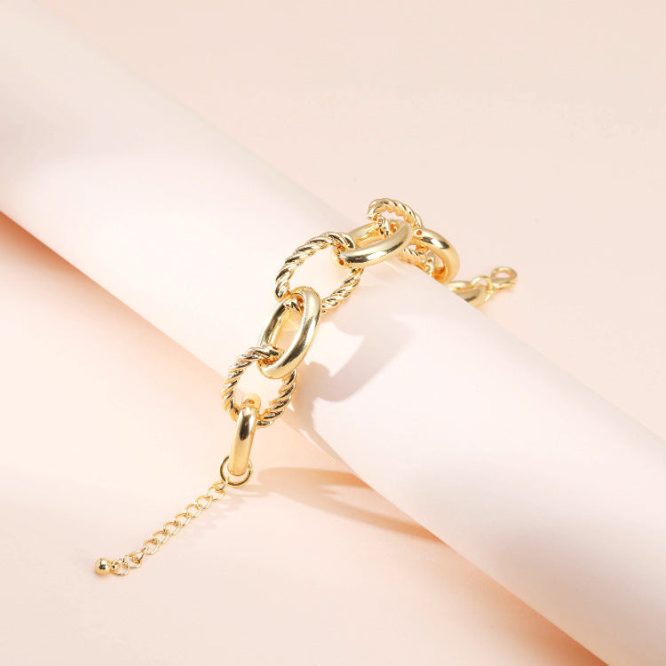 Bracelet O-shaped Thick Twisted Flower Chain Fashionable Personality Polishing