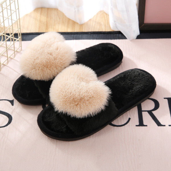 Plush Slippers Women's Cross Section To Keep Warm