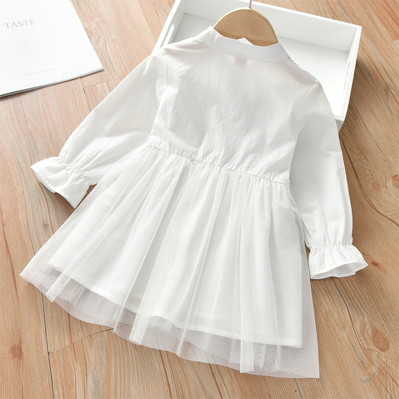 Long-sleeved White Gauze Skirt Baby Korean Style Princess Dress