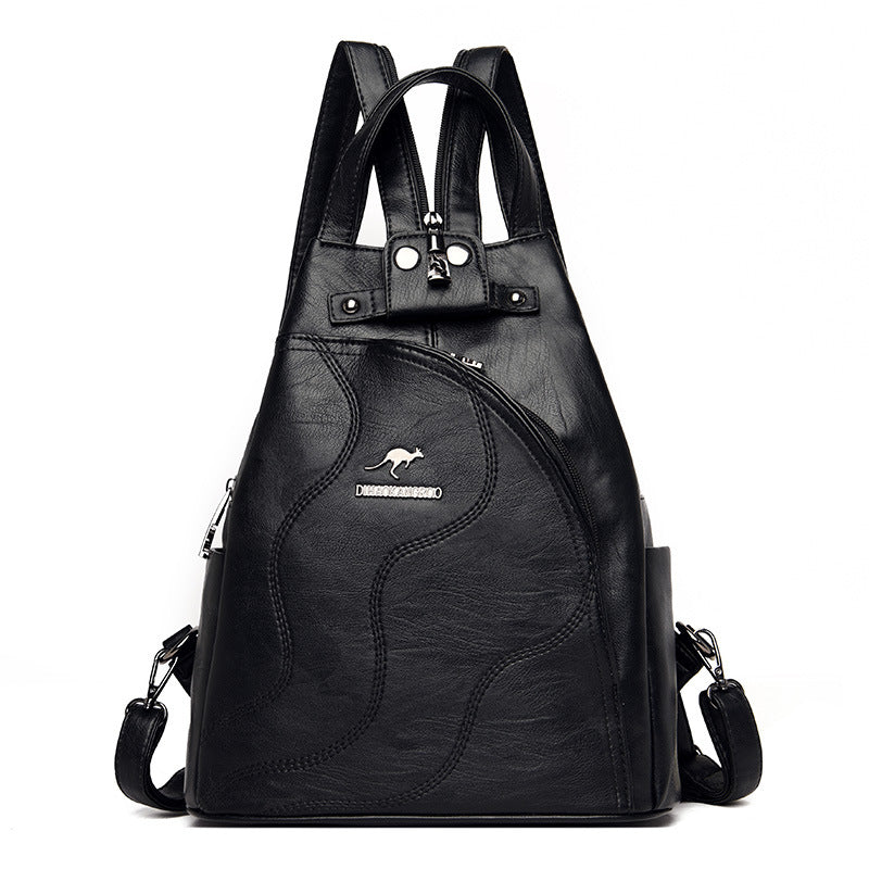 Fashion Ladies Large Capacity Leather Backpack