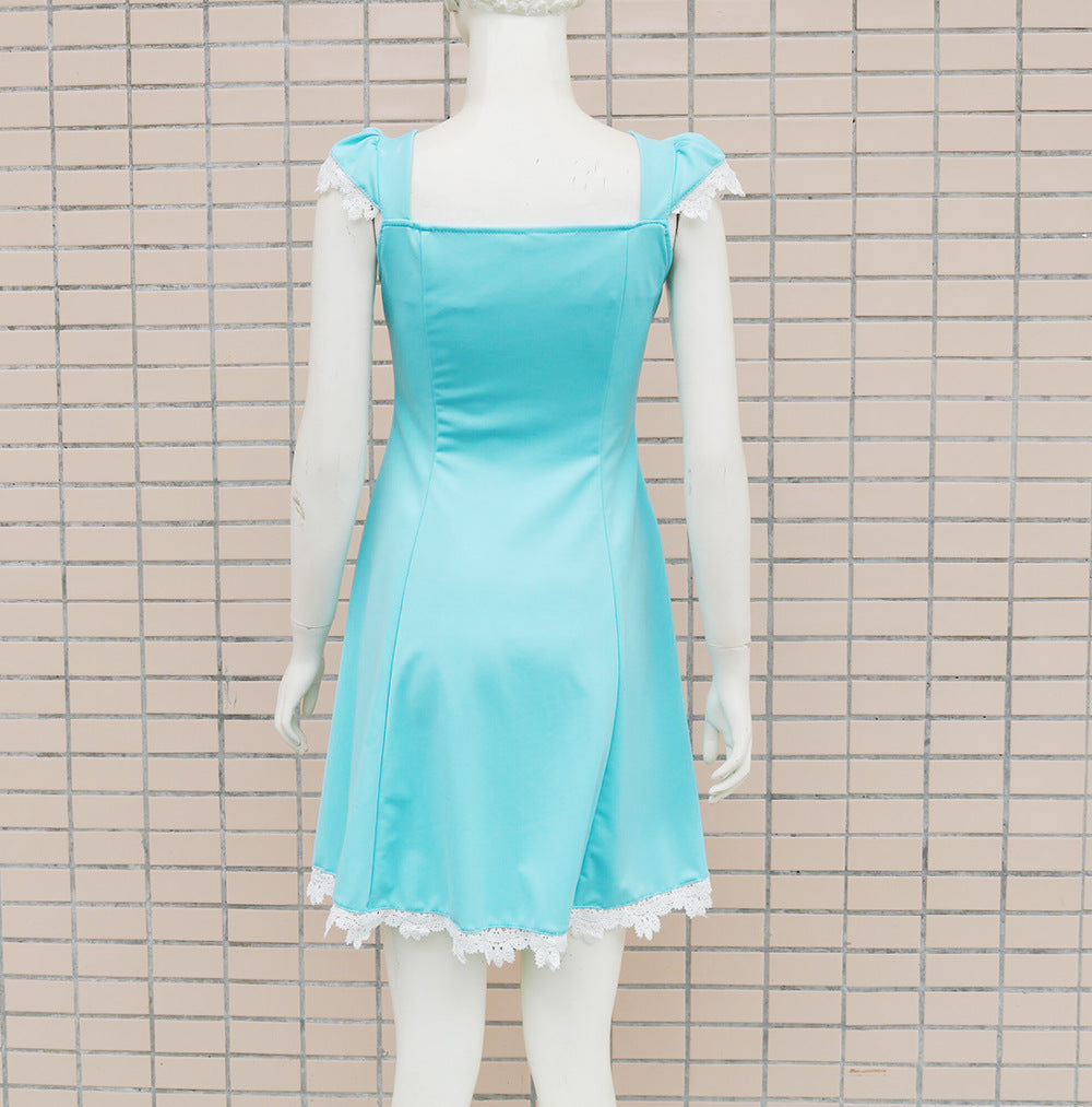 Slim-fit Lace Stitching Dress