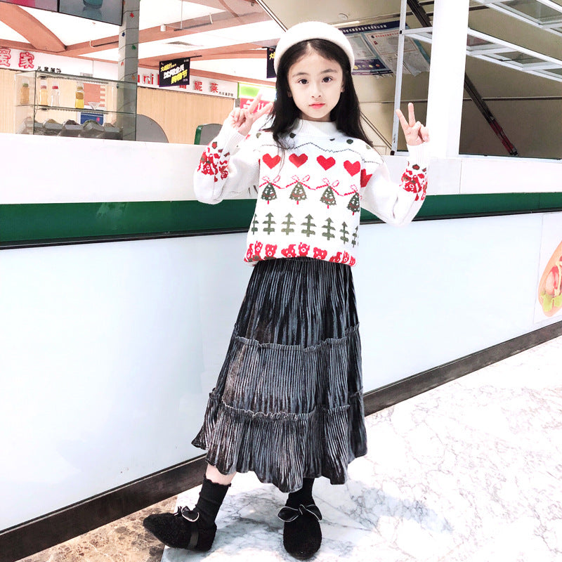 Children's New Girls Velvet Skirt