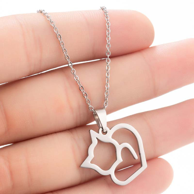 Stainless Steel Animal Pendant Clavicle Chain Necklace Women