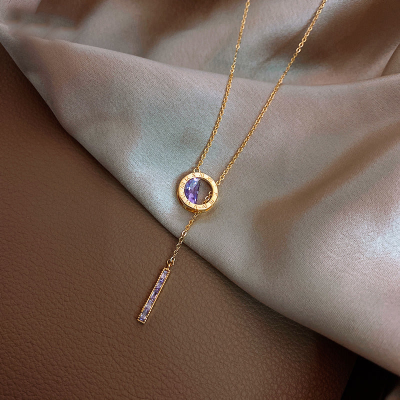 New Style Purple Clavicle Chain Female Light Luxury Niche Design Sense