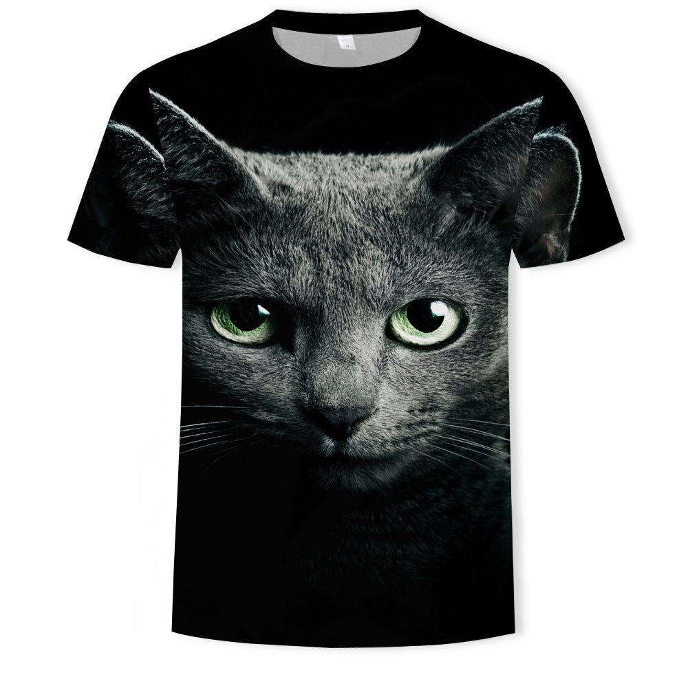 Short Sleeve Cute Cat Men's T-shirt