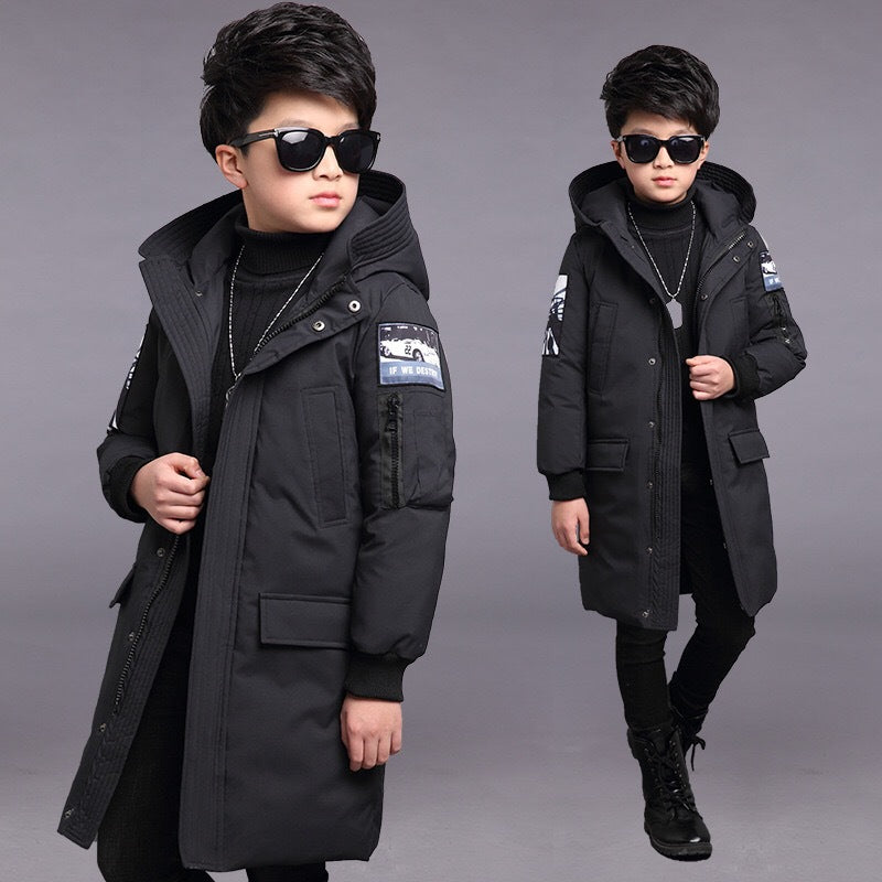Boys Cotton-padded Clothes 2023 New Winter Clothes Medium And Large Children's Mid-length Cotton-padded Clothes Children's Cotton Wadded Jacket Winter Thickness Korean Coat