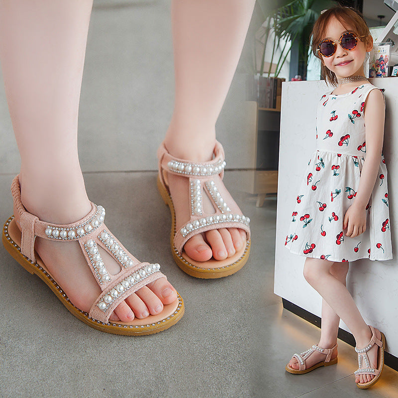 Summer Girls Pearl Toe Princess Sandals