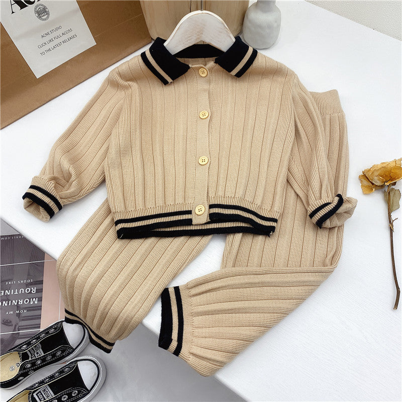 Knitted Two-piece Girl's Sweater Children's Suit