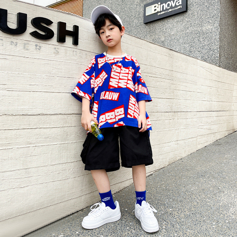 Boys' Suits, Big Children's Summer Clothes, Fried Street Children's Hip-hop Clothes
