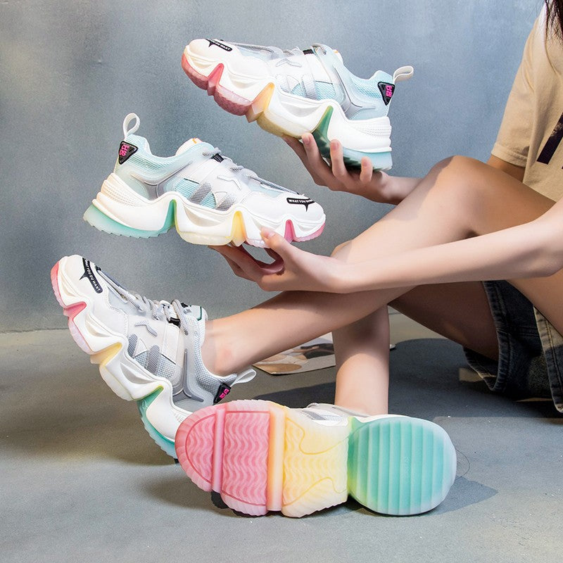 New rainbow jelly bottom women's shoes