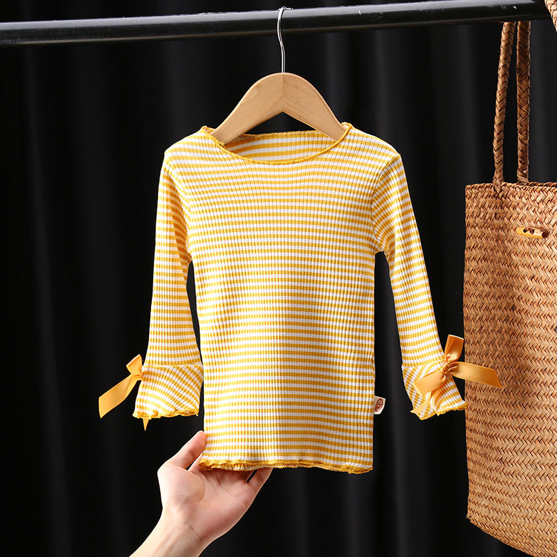 Pit Striped Cotton Spring And Autumn Bottoming Shirt