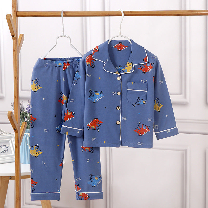 Children's Spring And Autumn Cotton Home Clothes Middle Children's Pajamas Pajamas Set