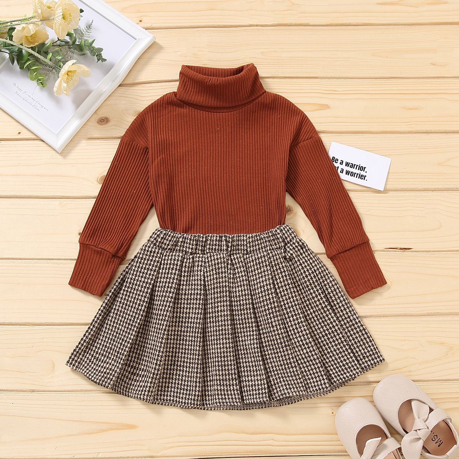 Kids Fall Skirts And Turtleneck Outfit