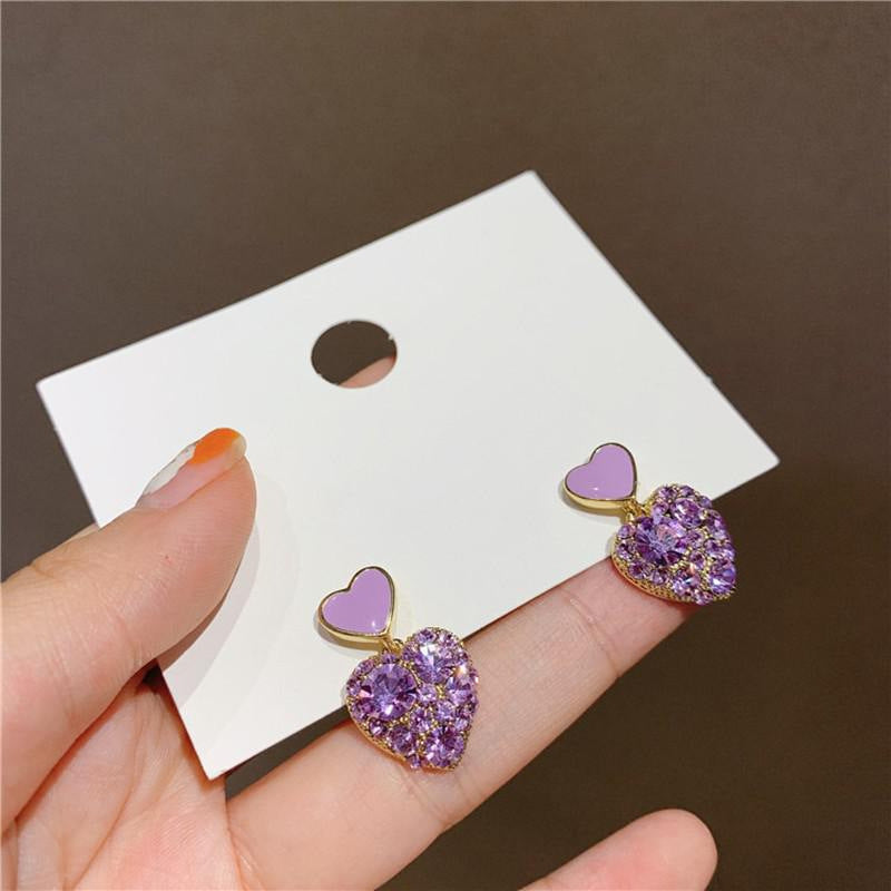 Purple Shiny Crystal Geometric Female Earrings
