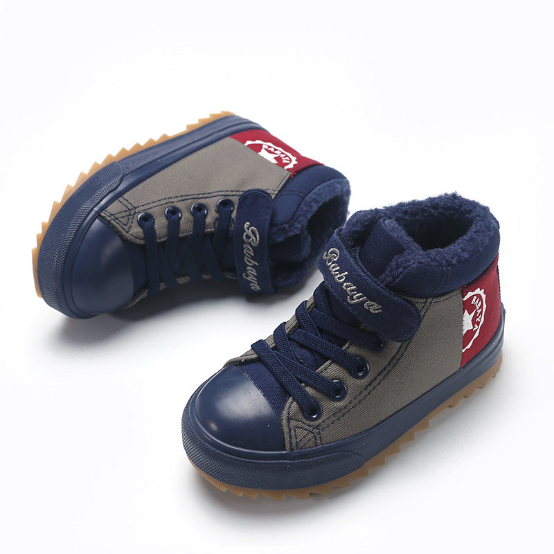 New Winter High-top And Velvet Warm Cotton Shoes For Boys