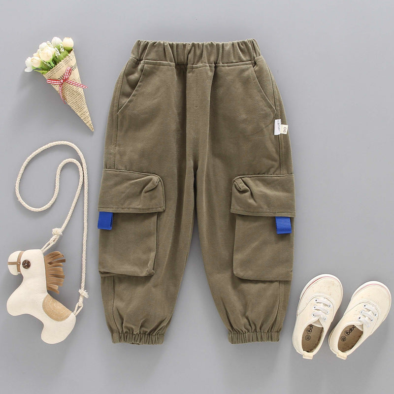 Boys' Pants Children's And Boys' Spring Solid Color Overalls