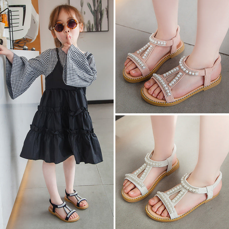 Summer Girls Pearl Toe Princess Sandals