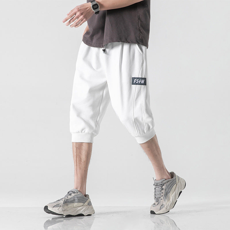 Men's Premium Loose Straight Fit Sports Cotton Cropped Pants