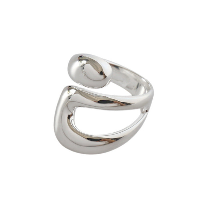 Staggered hollow tide irregular curve ring