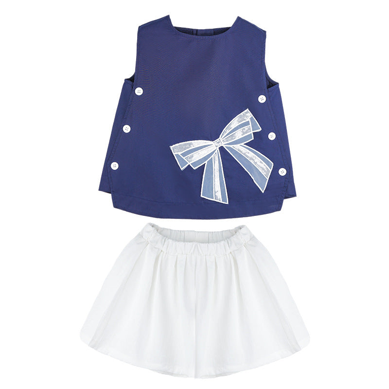 Girls Casual Bow Top White Shorts